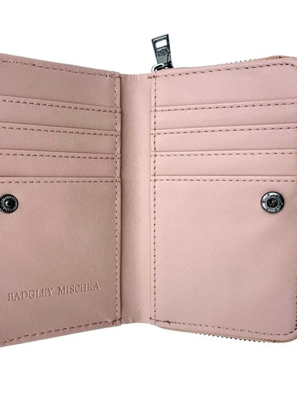 Badgley Mischka Blush Croc-Embossed Zip Wallet